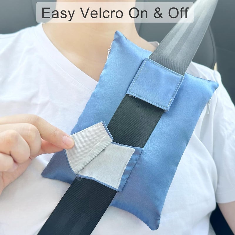 HapiPoppy Port Pillows Chemo Port Pillow for Seatbelt Pacemaker Chest Protector Chemo Patients Cancer Open-Heart Incision Recovery Post Surgery Support Cushion Gifts, Silky Satin Haze Blue - Image 2